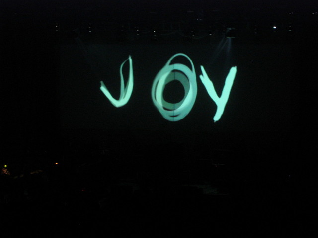 "Joy" written in lights